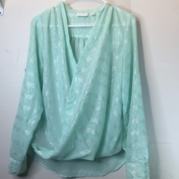 New York & Co Sky Blue Shimmer Blouse - Picture 4 of 10